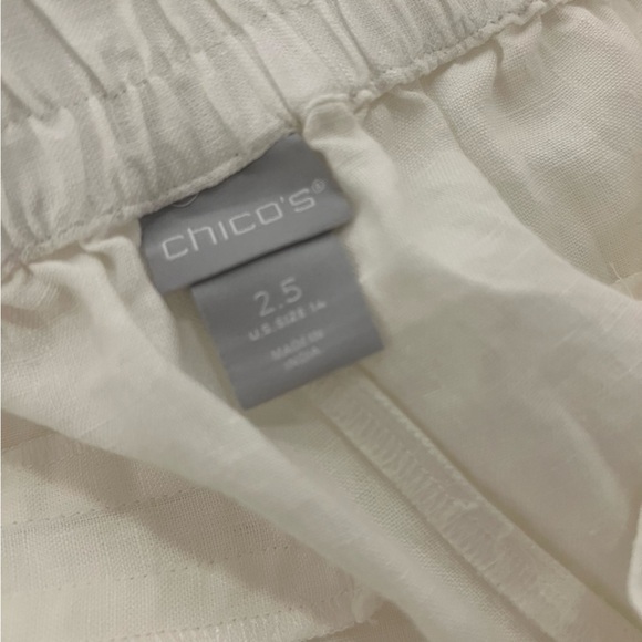 Chico's 100% Linen Wide Leg Pull on Pants Women’s 2.5 12/14 Lagenlook White - Picture 5 of 6
